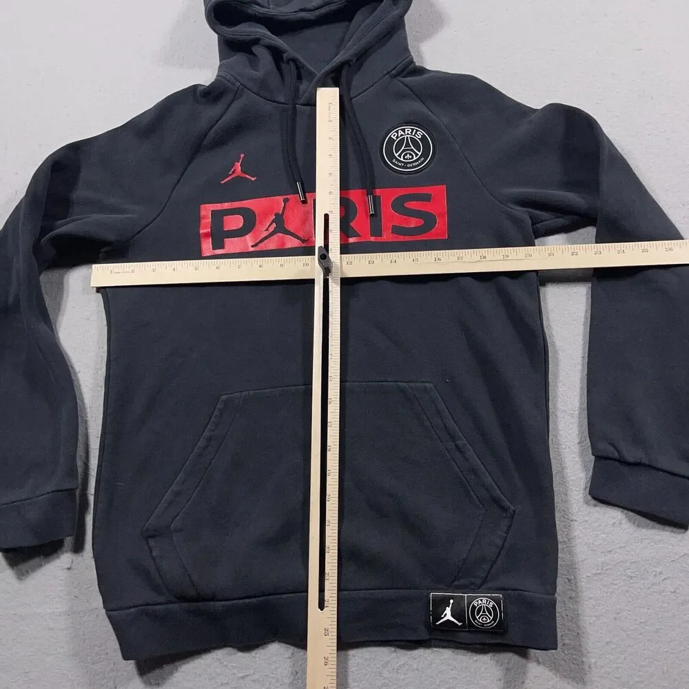 Nike Air Jordan + PSG Paris Saint Germain Pullover Hoodie Men Small Black Soccer